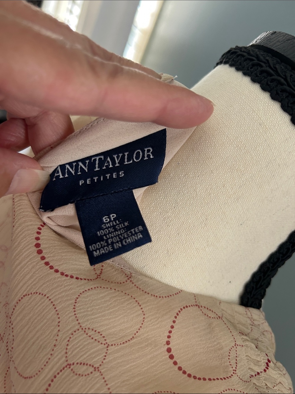 Ann Taylor Beige Midi Dress with Subtle Circular Print - Picture 4 of 8